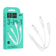 Cable 3w1 1m USB - Micro USB + Lightning + USB-C Denmen D05E white 6973224871012