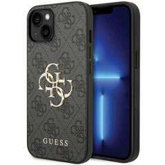 Guess case for iPhone 15 Plus 6,7&quot; GUHCP15M4GMGGR grey HC PU Leather 4G Metal Logo 3666339171551