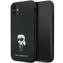 Karl Lagerfeld case for iPhone 11 KLHCN61SMHKNPK black HC Silicone Ikonik Metal Pin 3666339165918