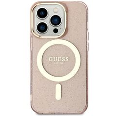 Guess case for iPhone 11 / Xr 6.1&quot; GUHMN61HCMCGP pink hardcase Glitter Gold MagSafe 3666339125806