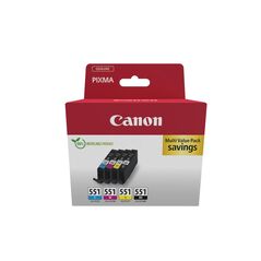 Canon Μελάνι Inkjet CLI-551 CMYK  Carton Pack (6509B015) (CANCLI-551VP) έως 12 άτοκες Δόσεις