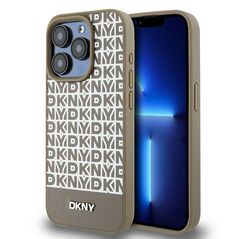DKNY case for iPhone 15 Pro Max 6,7&quot; DKHMP15XPSOSPW black HC Magsafe pu repeat pattern w bottom stripe 3666339262105
