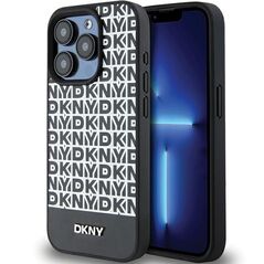 DKNY case for iPhone 15 Pro 6,1&quot; DKHMP15LPSOSPK black HC Magsafe pu repeat pattern w bottom stripe 3666339262235
