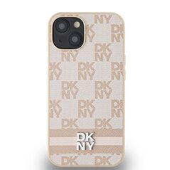 DKNY case for iPhone 15 6,1&quot; DKHCP15SPCPTSSP pink HC PU checkered pattern w printed stripes 3666339263614