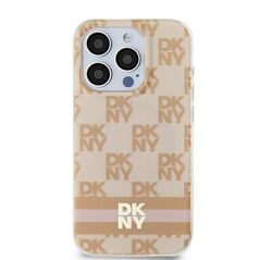 DKNY case for iPhone 15 6,1&quot; DKHMP15SHCPTSP pink HC Magsafe pc tpu checkered pattern w printed stripes 3666339269074