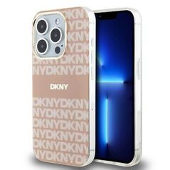 DKNY case for iPhone 15 Pro 6,1&quot; DKHMP15LHRHSEP pink HC Magsafe pc tpu repeat texture pattern w stripe 3666339267698