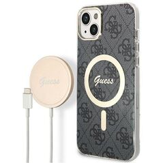 Original Case IPHONE 14 Guess Hardcase 4G Print MagSafe + Wireless Charger (GUBPN61H4EACSP) black 3666339102814