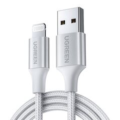 Cable Lightning to USB UGREEN 2.4A US199, 1.5m (silver) 6957303861620