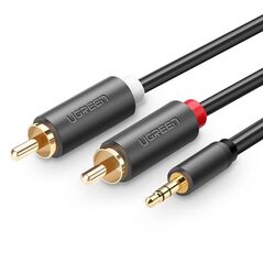 UGREEN AV102 2x RCA cable (Cinch) jack 3.5 mm 2m (black) 6957303815104