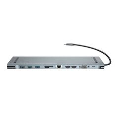 Baseus Enjoyment Series Multi-functional Type-C intelligent HD HUB（PD/HD4K*2/VGA/RJ45/SD/TF/USB*3/Audio*1/Stand)Dark gray 6953156291478