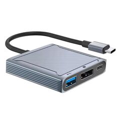 Adapter DeTech, USB-C - DP 8K 60HZ, USB3.0, PD 60W, Gray - 17845 έως 12 άτοκες Δόσεις