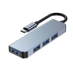 USB hub DeTech, 4 ports, USB-C to 3xUSB2.0, 1xUSB3.0, Gray - 17849 έως 12 άτοκες Δόσεις