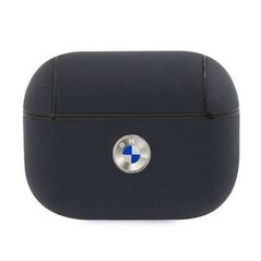 Original Case APPLE AIRPODS PRO BMW Cover Geniune Leather Silver Logo (BMAPSSLNA) navy blue 3666339009441