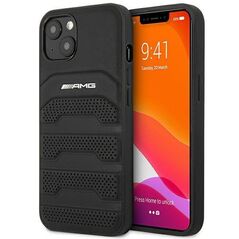 Case IPHONE 14 PLUS Mercedes AMG Hardcase Leather Debossed Lines (AMHCP14MGSEBK) black 3666339071394