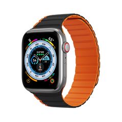 Magnetic Apple Watch SE, 9, 8, 7, 6, 5, 4, 3, 2, 1 (41, 40, 38 mm) Dux Ducis Strap (LD Version) - black and orange