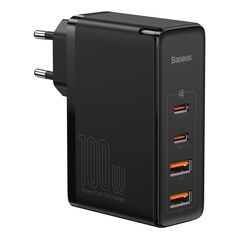 Baseus Incarcator 2x USB-C PD 100W, 2x USB-A QC3.0 with Cable Type-C to Type-C - Baseus (CCGAN2P-L01) - Black 6953156204683 έως 12 άτοκες Δόσεις