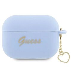 Original Case APPLE AIRPODS PRO 2 Guess Silicone Charm Heart Collection (GUAP2LSCHSB) blue 3666339111007