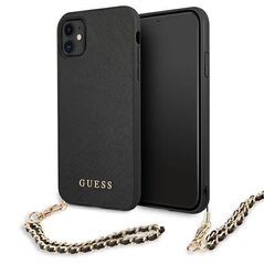 Original Case IPHONE 11 Guess Hardcase Saffiano Chain (GUHCN61SASGBK) black 3666339006037