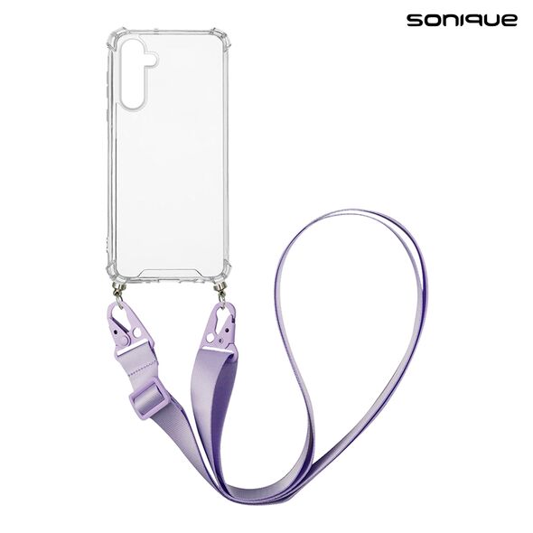 Θήκη Σιλικόνης με Strap Sonique Armor Clear Samsung Galaxy A55 5G Λιλά 5201101992323