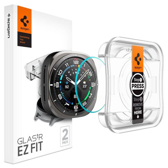 Tempered Glass SAMSUNG GALAXY WATCH ULTRA (47MM) Spigen GLAS.TR ”EZ-FIT” 2-PACK Clear 8809971232296