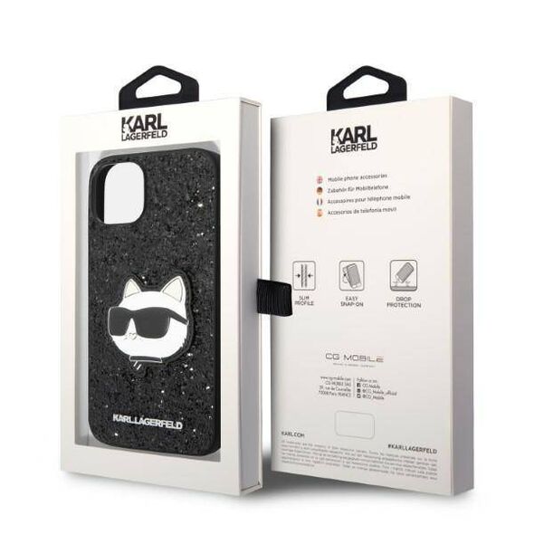 Original Case IPHONE 14 PLUS Karl Lagerfeld Hardcase Glitter Choupette Patch (KLHCP14MG2CPK) black 3666339099404