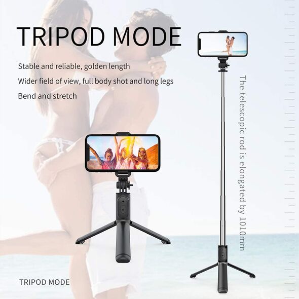 Techsuit Selfie Stick Stabil Bluetooth, 101cm - Techsuit Remote and Tripod Mount (Q01) - Black 5949419030589 έως 12 άτοκες Δόσεις