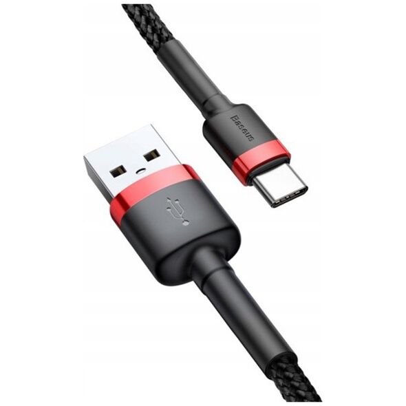 Baseus Cablu USB la Type-C, Fast Charge, 3A, 480Mbps, 0.5m - Baseus Cafule (CATKLF-DG1) - Gray / Black 6953156278264 έως 12 άτοκες Δόσεις