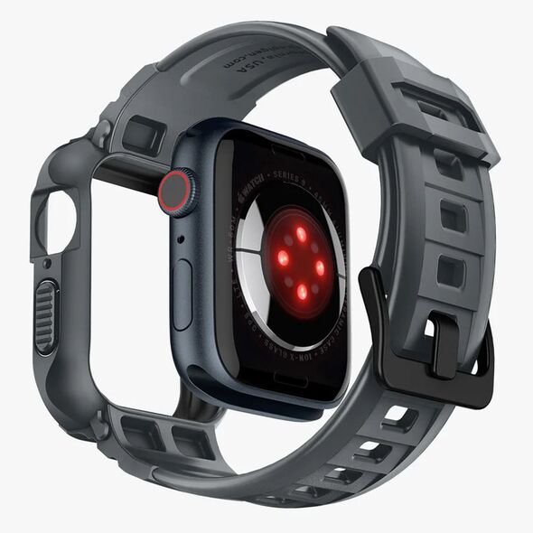 Spigen Husa pentru Apple Watch 4 / 5 / 6 / SE / SE 2 / 7 / 8 / 9 (44mm/45mm) + Curea - Spigen Rugged Armor Pro - Dark Grey 8809971222662 έως 12 άτοκες Δόσεις