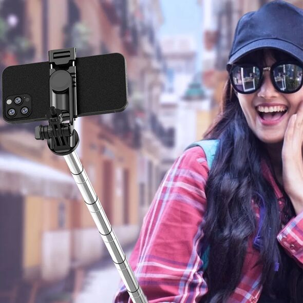 Techsuit Stabilized Selfie Stick with Tripod, Remote Control, 158cm - Techsuit (Q05) - Black 5949419122376 έως 12 άτοκες Δόσεις