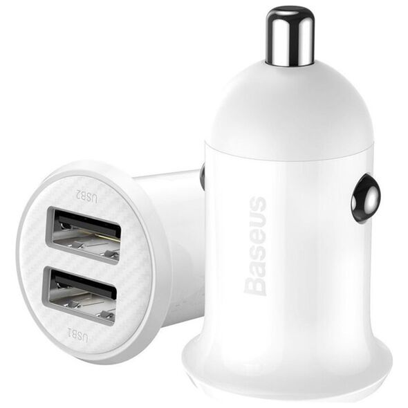 Baseus Auto Charger 2x USB, 4.8A - Baseus (CCALLP-02) - White 6953156202016 έως 12 άτοκες Δόσεις