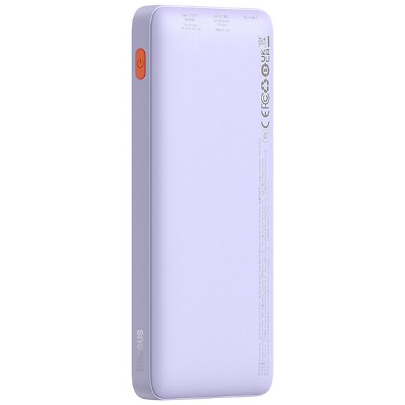 Baseus External Battery USB, Type-C, Micro-USB, 20W, 10000mAh + Type-C Cable - Baseus Airpow (P10022801513-00) - Nebula Purple 6932172646974 έως 12 άτοκες Δόσεις