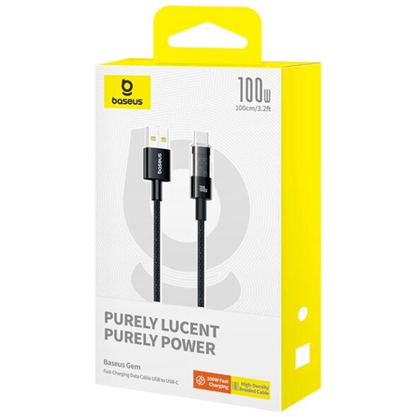 Baseus USB to Type-C cable, Super Fast Charging 100W, 1m - Baseus Gem (P1037373002111-00) - Cluster Black 6932172658748 έως 12 άτοκες Δόσεις