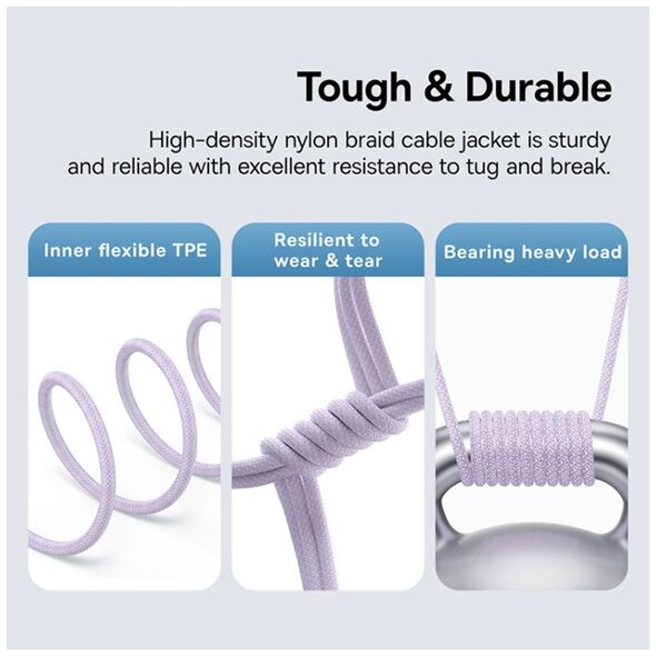 Baseus USB-C to Type-C cable, Super Fast Charging 100W, 2m - Baseus Gem (P1037373000511-01) - Nebula Purple 6932172658823 έως 12 άτοκες Δόσεις