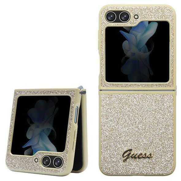 Original Case SAMSUNG GALAXY Z FLIP 5 Guess Hardcase Glitter Script (GUHCZF5HGGSHD) gold 3666339173975