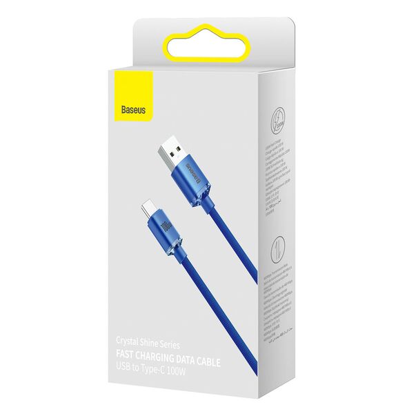 Baseus Baseus - Data Cable Crystal Shine (CAJY000403) - USB to Type-C, 100W, 1.2m - Blue 6932172602819 έως 12 άτοκες Δόσεις