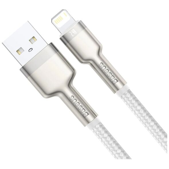 Baseus USB to Lightning Cable, 2.4A, 480Mbps, 1m - Baseus Cafule Series Metal (CALJK-A02) - White 6953156202252 έως 12 άτοκες Δόσεις