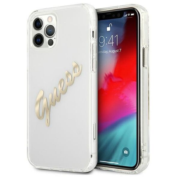 Guess GUHCP12LKTRSVGO iPhone 12 Pro Max 6.7&quot; Transparent hardcase Vintage Script Gold 3666339004408