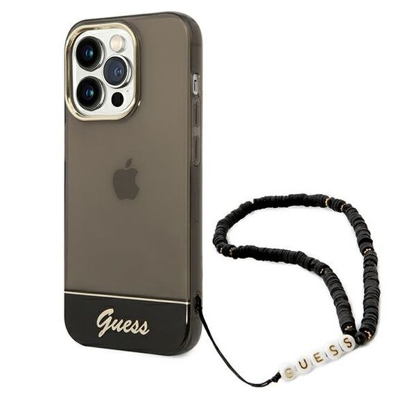 Guess GUHCP14LHGCOHK iPhone 14 Pro 6,1" czarny/black hardcase Translucent Pearl Strap 3666339064181