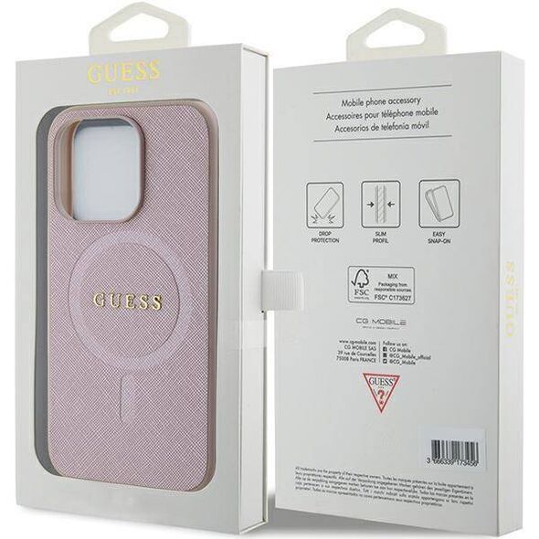 Original Case APPLE IPHONE 15 PRO MAX Guess Hardcase Saffiano MagSafe (GUHMP15XPSAHMCP) pink 3666339156213