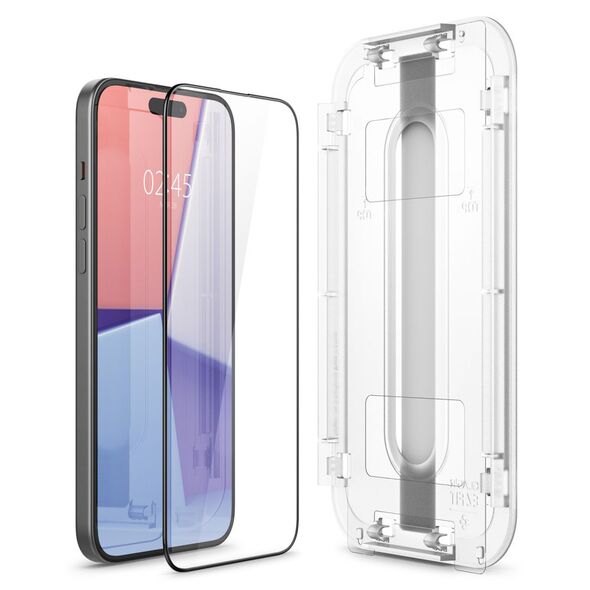 Spigen Folie pentru iPhone 15 (set 2) - Spigen Glas.tR EZ FIT - Black 8809896752251 έως 12 άτοκες Δόσεις