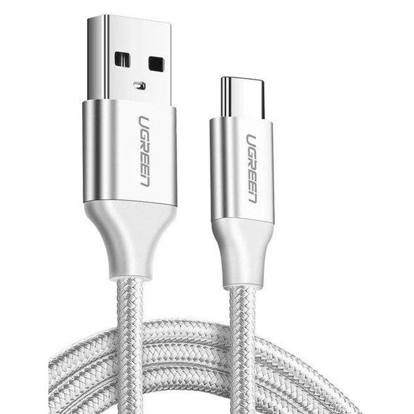 Nickel-plated USB-C cable QC3.0 UGREEN 1.5m (white) 6957303861323