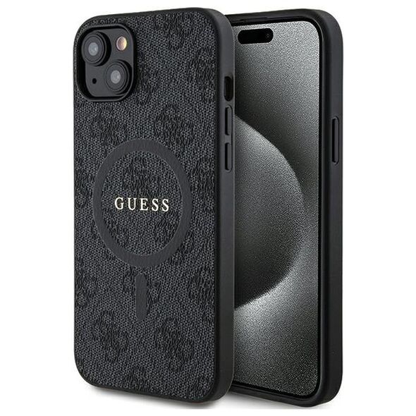 Guess case for iPhone 15 6,1&quot; GUHMP15SG4GFRK black HC MAGSAFE PU 4G RING CLASSIC LOGO 3666339226329