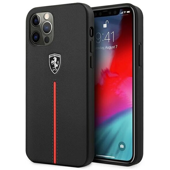 Ferrari FEOMSHCP12LBK iPhone 12 Pro Max black/black hardcase Off Track Leather Nylon Stripe 3700740479377