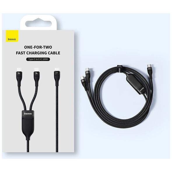 Baseus Data Cable 2in1, Type-C, 100W, 1.5m - Baseus Flash Series 2 (CASS060001) - Black 6932172622480 έως 12 άτοκες Δόσεις