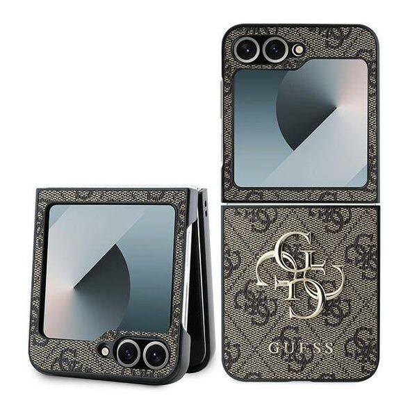 Original Case SAMSUNG GALAXY Z FLIP 6 Guess Hardcase Leather 4G Metal Logo (GUHCZF64GMGBR) brown 3666339313142