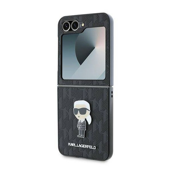 Original Case SAMSUNG GALAXY Z FLIP 6 Karl Lagerfeld Hardcase Saffiano Monogram Ikonik Pin (KLHCZF6SAPKINPK) black 3666339322519