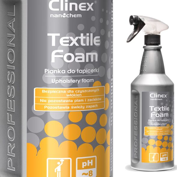 Foam for washing, cleaning and removing stains from carpets, furniture and upholstery CLINEX Textile Foam 1L 5907513273059