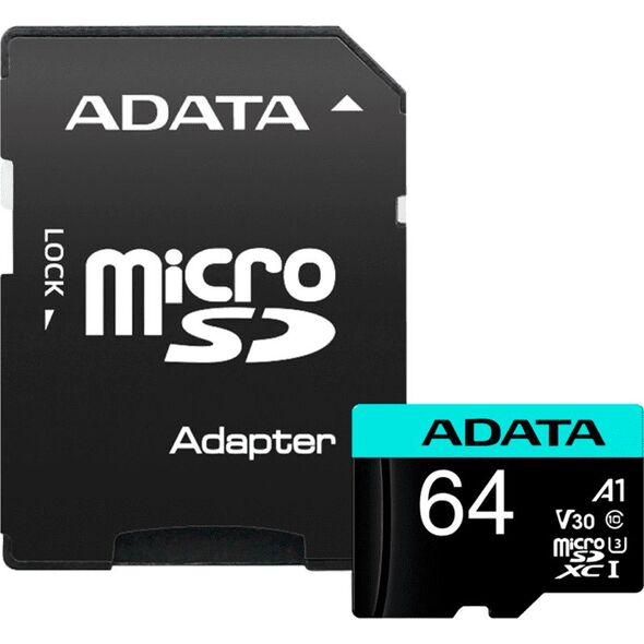 Karta ADATA Premier Pro MicroSDXC 64 GB Class 10 UHS-I/U3 A2 V30 (AUSDX64GUI3V30SA2-RA1)