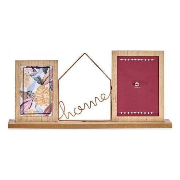 Ramka Gift Decor Ramka na Zdjęcia Home Brązowy 2 zdjęcie Metal Drewno (6 x 21,5 x 46 cm)