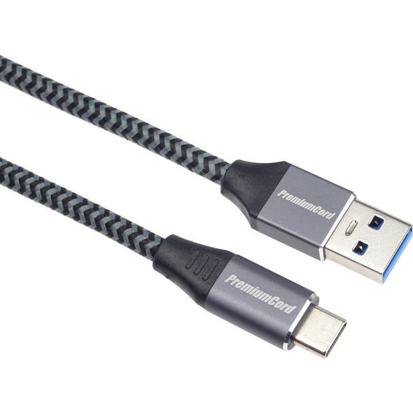 Kabel USB PremiumCord USB-A - USB-C 0.5 m Czarno-szary (ku31cs05)